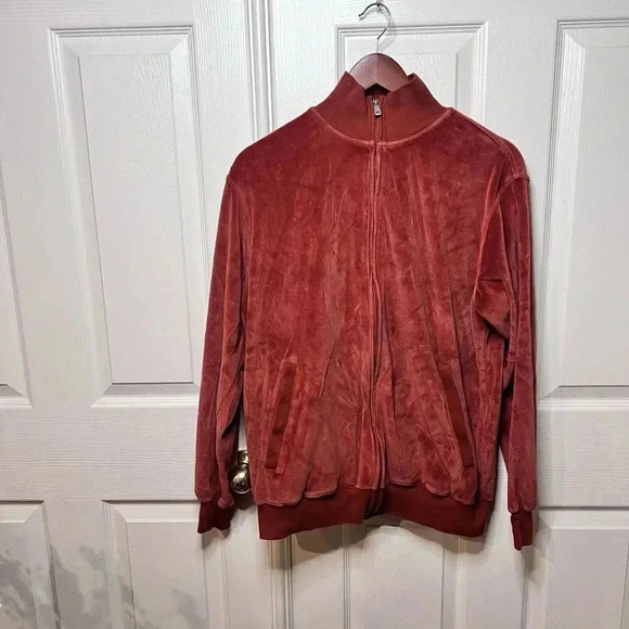 Daniel Buchler Mens Velvet Velour Zip Up Track Jacket Sz M Retro 70s Athleisure - Picture 1 of 11